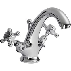 Bayswater Black Mono Basin Mixer With Crosshead & Hex Collar