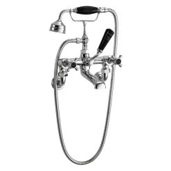 Bayswater Black Wall Bath Shower Mixer, Crosshead & Hex Collar