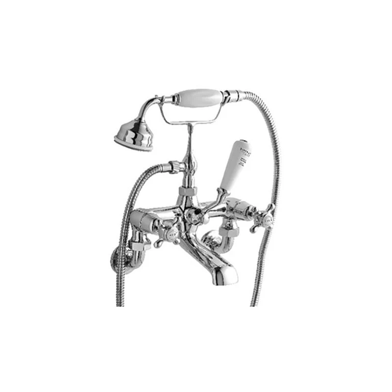 Bayswater White Wall Bath Shower Mixer, Crosshead & Dome Collar