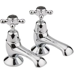 Bayswater Black Bath Taps With Crosshead & Dome Collar