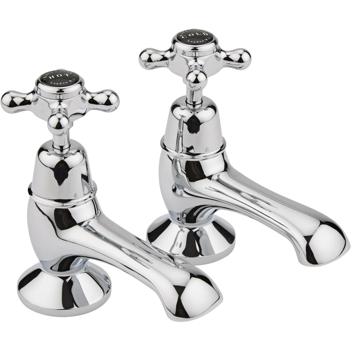 Bayswater Black Bath Taps With Crosshead & Dome Collar