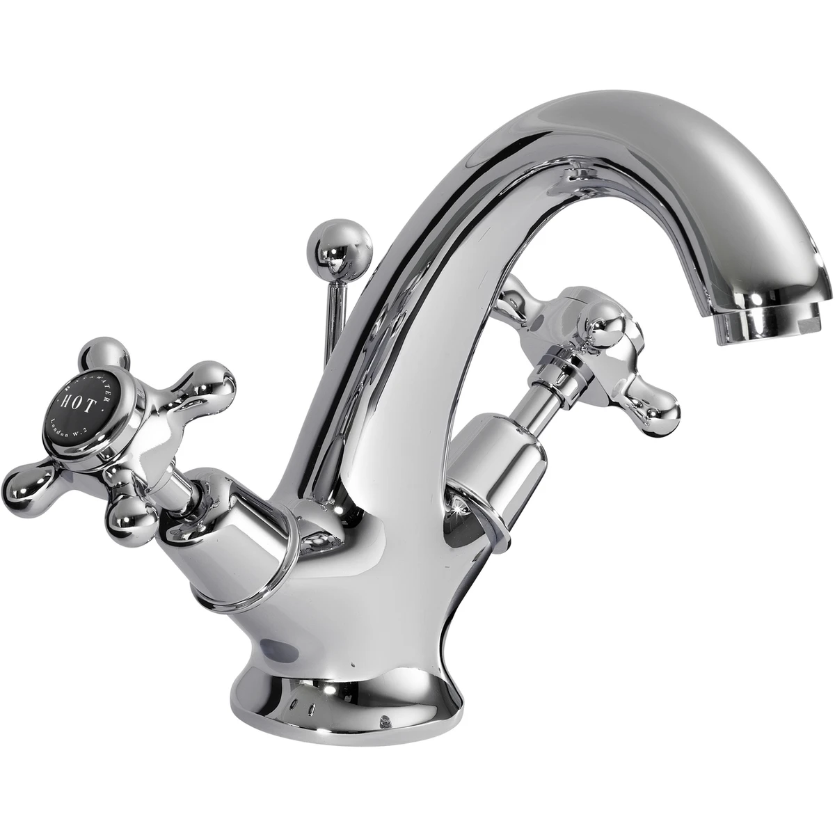 Bayswater Black Mono Basin Mixer With Crosshead & Dome Collar