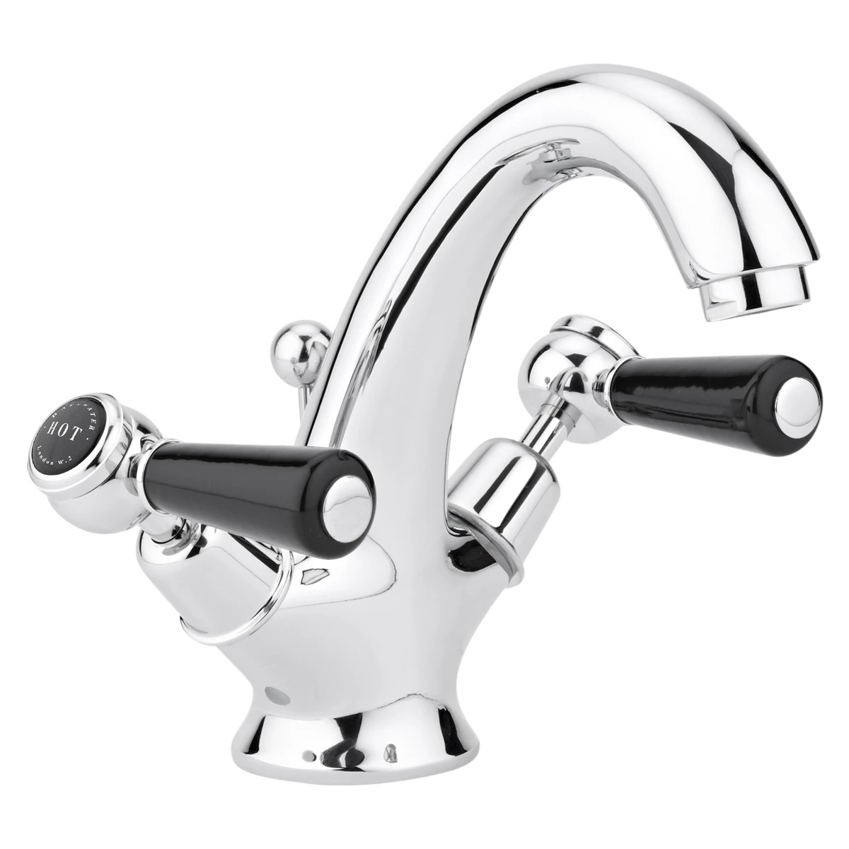 Bayswater Black Mono Basin Mixer With Lever & Dome Collar