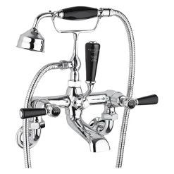 Bayswater Black Wall Bath Shower Mixer With Lever & Dome Collar