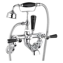 Bayswater Black Wall Bath Shower Mixer With Lever & Hex Collar