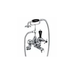Burlington Anglesey Wall Bath Shower Mixer Chrome/Black