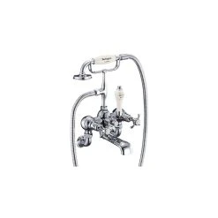 Burlington Anglesey Wall Bath Shower Mixer Chrome/Medici