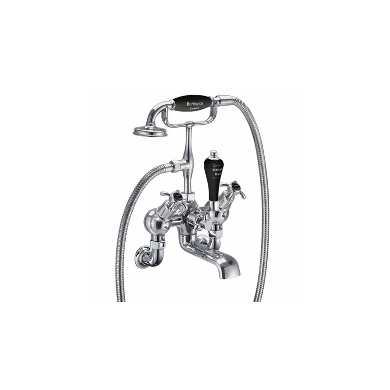Burlington Anglesey Angled Wall Bath Shower Mixer Chrome/Black