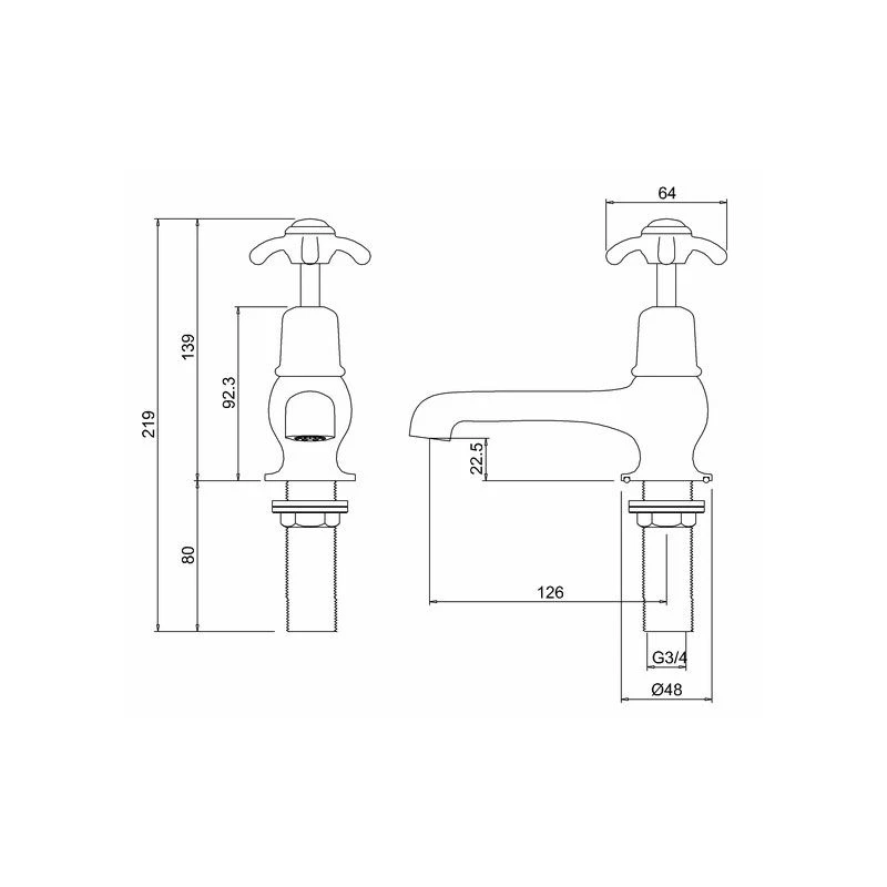 Burlington Anglesey Bath Taps Chrome/Medici - Image 2
