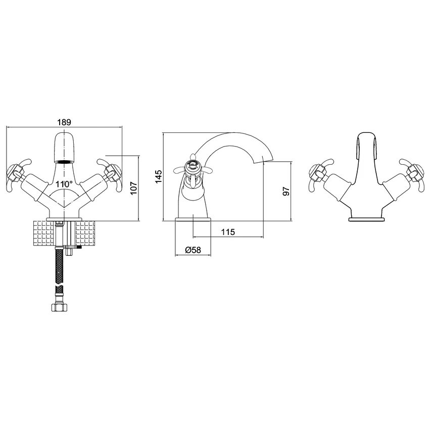 Burlington Anglesey Mono Basin Mixer Tap Chrome/White - Image 2