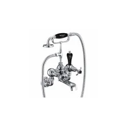 Burlington Anglesey Regent Wall Bath Shower Mixer Chrome/Black