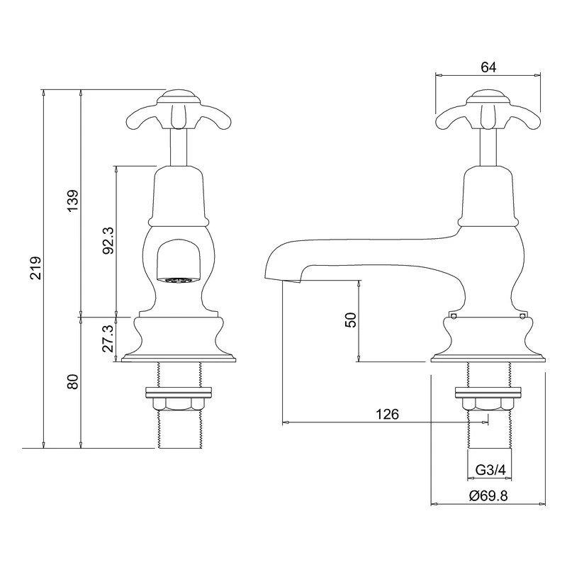 Burlington Anglesey Regent Bath Taps Chrome/Black Burlington Anglesey Regent Bath Taps Chrome/Black -Burlington shop burlington anr3bla 2