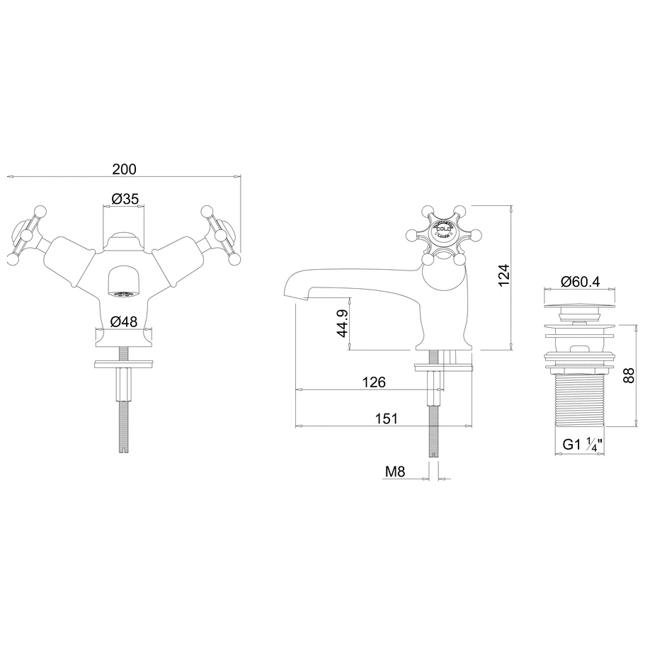 Burlington Birkenhead Basin Mixer with Click Waste Chrome/Black Burlington Birkenhead Basin Mixer With Click Waste Chrome/Black -Burlington shop burlington bi6bla 2