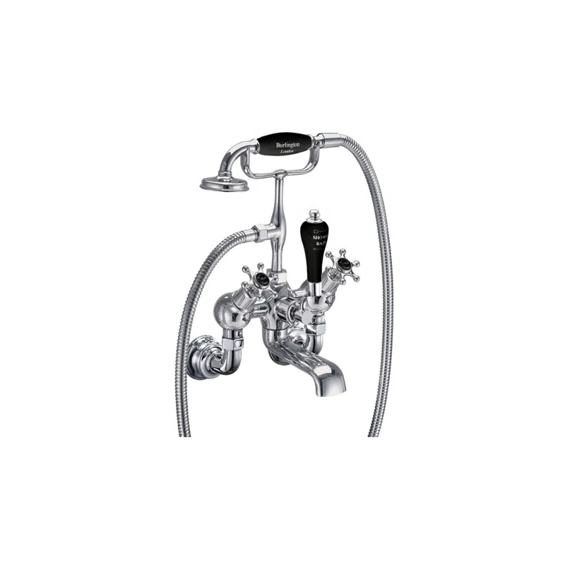Burlington Birkenhead Regent Angled Wall Bath Shower Mixer Chrome/Black
