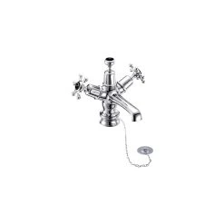 Burlington Birkenhead Regent Basin Mixer, Plug & Chain Waste, Chrome/Black