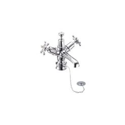Burlington Birkenhead Regent Basin Mixer, Plug & Chain Waste, Chrome/Medici