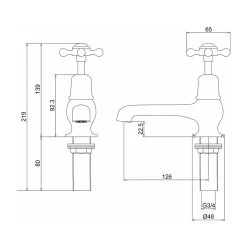 Burlington Claremont Bath Taps Chrome/White 3 Burlington Claremont Bath Taps Chrome/White -Burlington shop burlington cl3 2