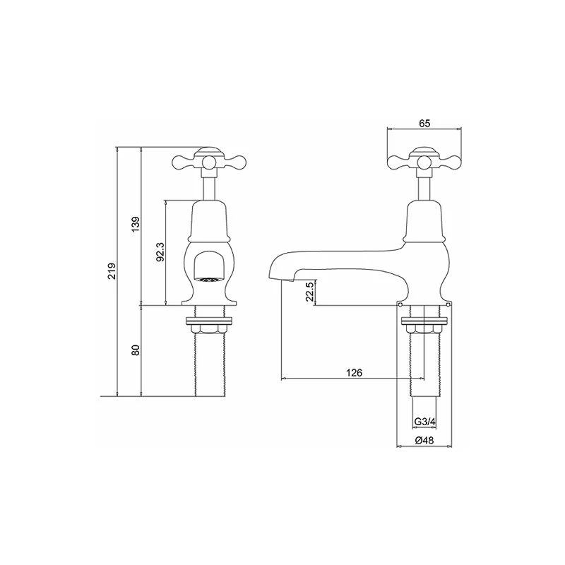 Burlington Claremont Bath Taps Chrome/Black - Image 2