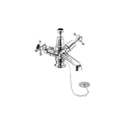 Burlington Claremont Basin Mixer, Plug & Chain Waste, Chrome/Black