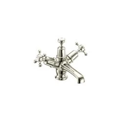 Burlington Claremont Basin Mixer With Click Waste Nickel/White