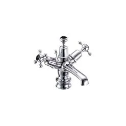 Burlington Claremont Regent Basin Mixer, Pop-Up Waste, Chrome/Black