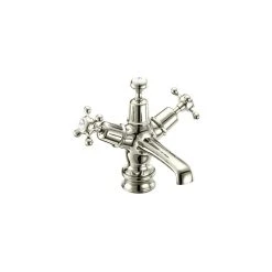 Burlington Claremont Regent Basin Mixer With Click Waste Nickel/White