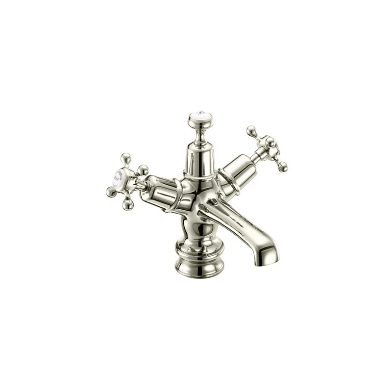 Burlington Claremont Regent Basin Mixer With Click Waste Nickel/White