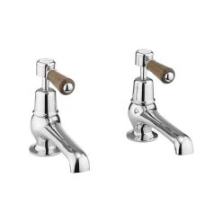 Burlington Kensington Bath Taps Chrome/Walnut