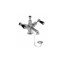 Burlington Kensington Basin Mixer, Plug & Chain Waste, Chrome/Black