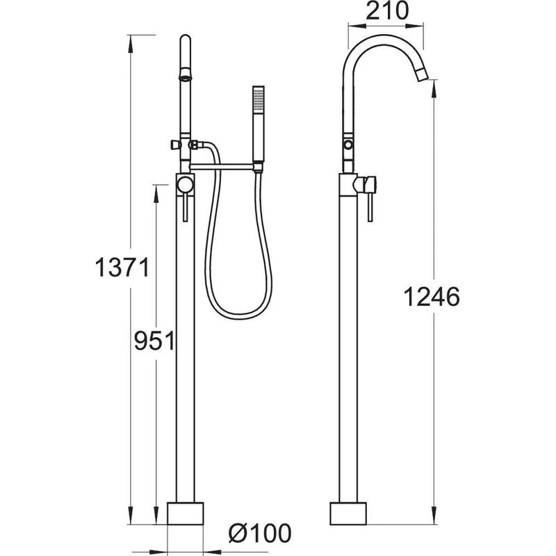 Deva Vision Floor Mounted Bath Shower Mixer - Image 2
