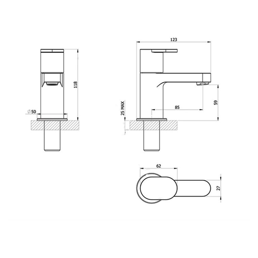 Essential Osmore Bath Pillar Taps Chrome - Image 2