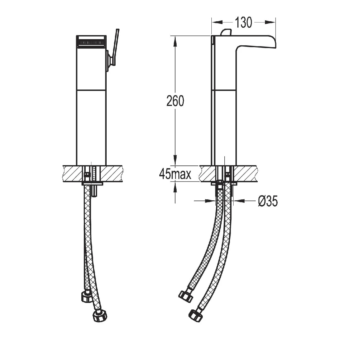 Flova Cascade Tall Single Lever Basin Mixer With Clicker Waste - Image 2