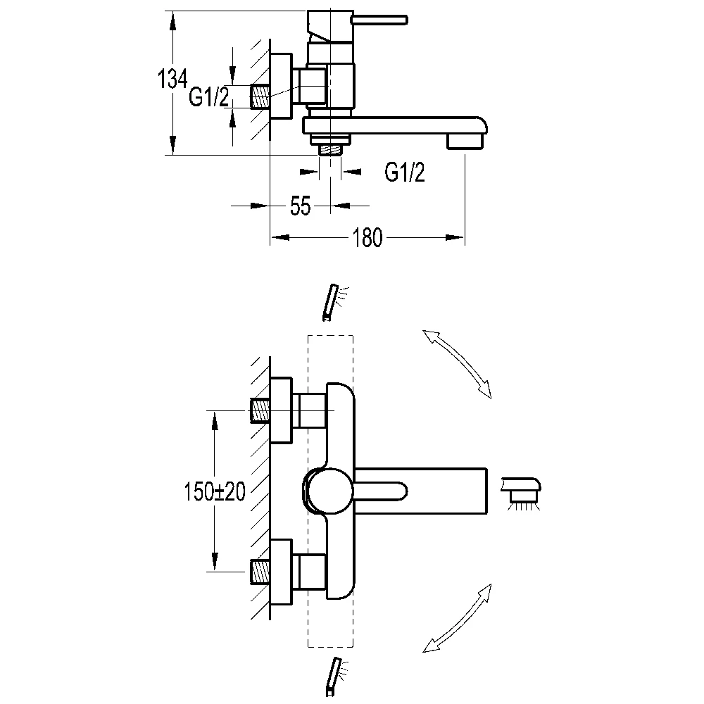 Flova Essence Wall Mounted Manual Bath Shower Mixer Flova Essence Wall Mounted Manual Bath Shower Mixer -Burlington shop flova esbsmwm 2