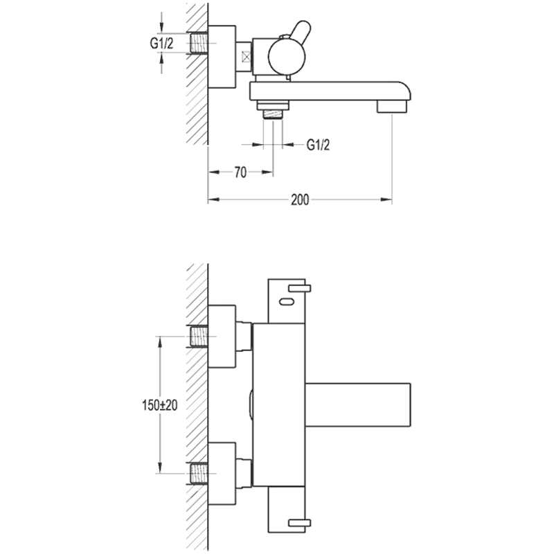 Flova Essence Wall Thermostatic Bath Shower Mixer With Spout - Image 2