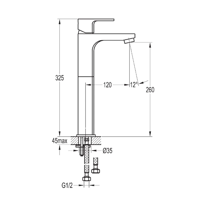 Flova Smart Tall Single Lever Basin Mixer With Clicker Waste - Image 2