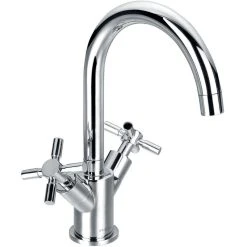 Flova XL Two Handle Basin Mixer With Clicker Waste