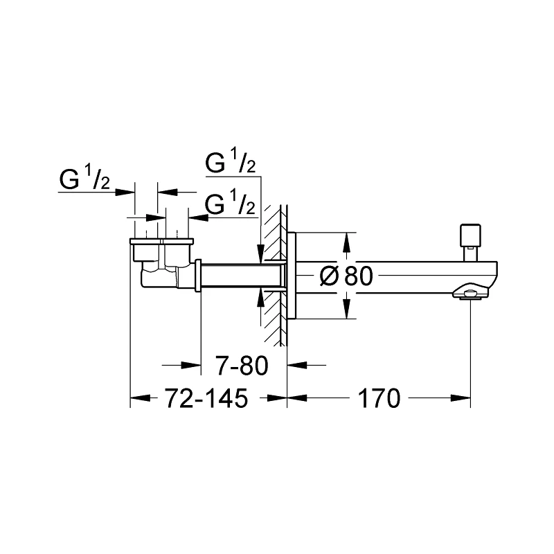 Grohe Eurosmart Cosmopolitan Bath Spout with Diverter Grohe Eurosmart Cosmopolitan Bath Spout With Diverter -Burlington shop grohe 13262000 2