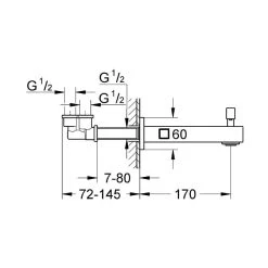 Grohe Eurocube Wall Mounted Bath Spout With Diverter 13304 -Burlington shop grohe 13304000 2