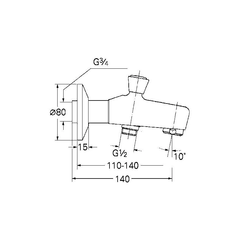 Grohe Wall Mounted Bath Spout With Diverter 3/4″ 13435 - Image 2