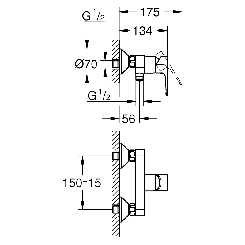 Grohe Bauloop Exposed Single-Lever Shower Mixer 23633 - Image 3