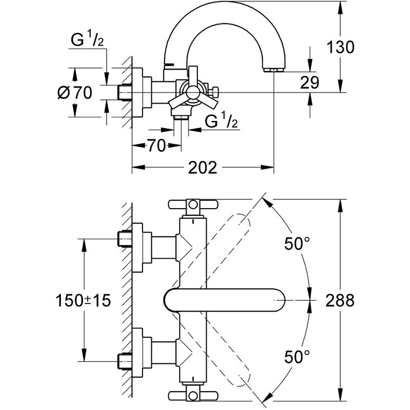 Grohe Atrio Wall Bath Shower Mixer Y-Handle Chrome Grohe Atrio Wall Bath Shower Mixer Y-Handle Chrome -Burlington shop grohe 25010000 2