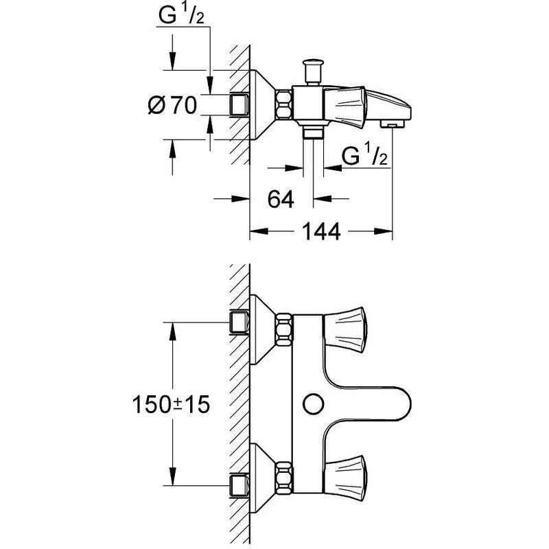 Grohe Costa L Bath/Shower Mixer Tap 1/2″ 25450 - Image 2