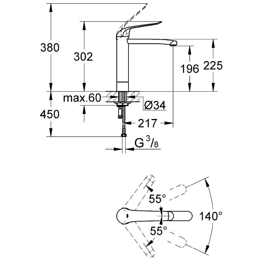Grohe Euroeco Special High Spout Basin Mixer 1/2″ 30208 - Image 2