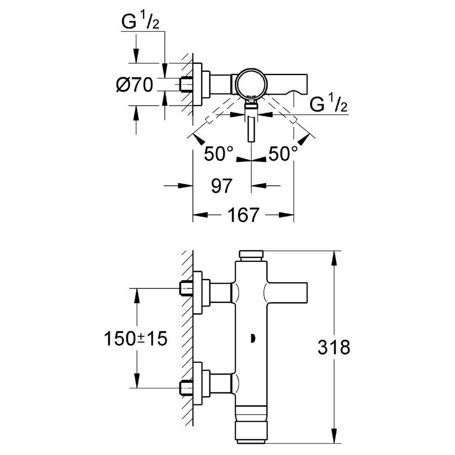 Grohe Atrio Wall Mounted Bath/Shower Mixer 1/2″ 32652 Grohe Atrio Wall Mounted Bath/Shower Mixer 1/2″ 32652 -Burlington shop grohe 32652001 2