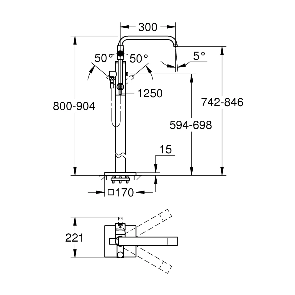 Grohe Allure Freestanding Bath Shower Mixer 32754 - Image 2