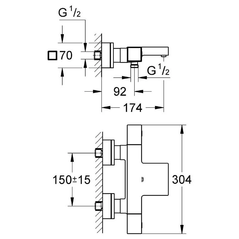 Grohe Grohtherm Cube Wall Bath/Shower Mixer 1/2″ 34508 Grohe Grohtherm Cube Wall Bath/Shower Mixer 1/2″ 34508 -Burlington shop grohe 34508000 2