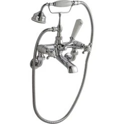 Hudson Reed White Topaz Crosshead Wall Bath Shower Mixer Dome