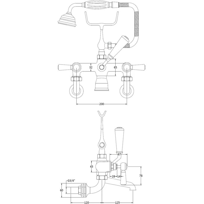 Hudson Reed White Topaz Lever Wall Bath Shower Mixer Hex Hudson Reed White Topaz Lever Wall Bath Shower Mixer Hex -Burlington shop hudson reed bc304hlwm 2