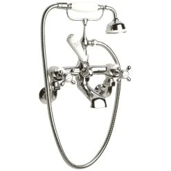 Hudson Reed White Topaz Crosshead Wall Bath Shower Mixer Hex