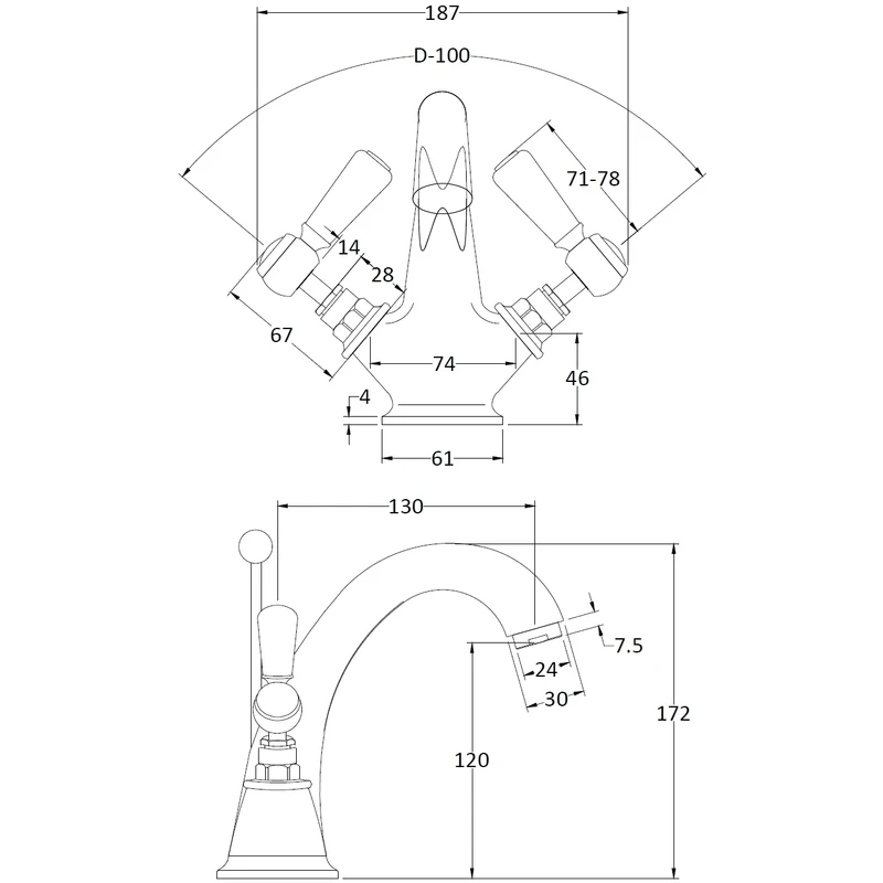 Hudson Reed White Topaz Lever Mono Basin Mixer Hex Hudson Reed White Topaz Lever Mono Basin Mixer Hex -Burlington shop hudson reed bc305hl 2